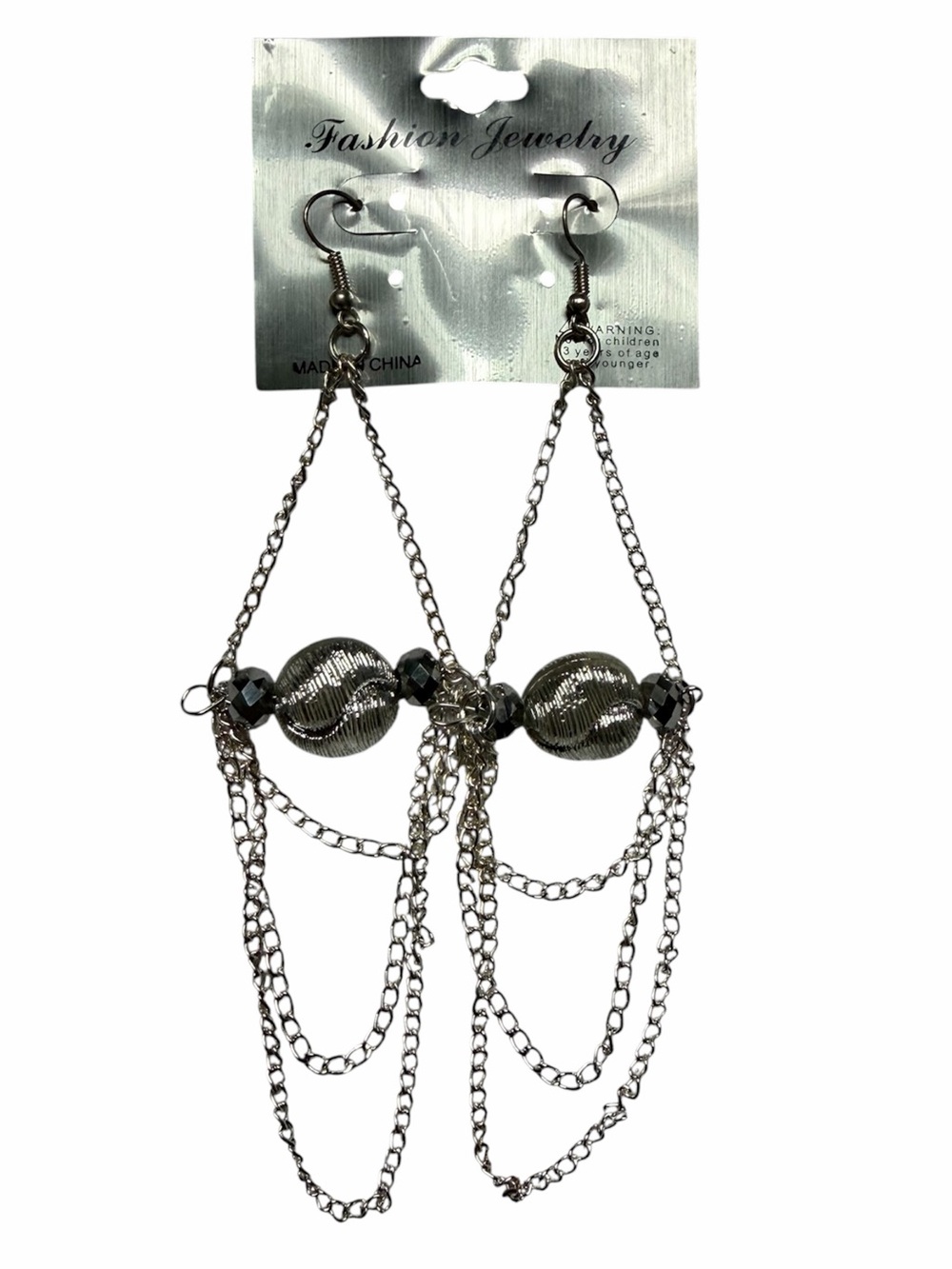 Fashion Jewelry Long Silver Chain Earrings